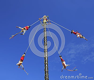 The Voladores, or flyers performance, Mexico Editorial Stock Photo