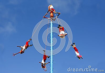 Voladores, or flyers, of Tulum Editorial Stock Photo