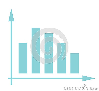 Volatile business bar chart in coordinate system. Vector Illustration