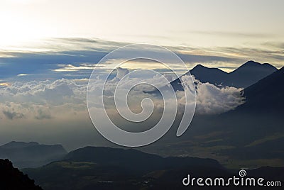 Volcan Acatenango and Volcan Fuego Stock Photo