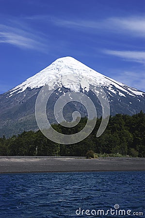 Volcan Osorno and Lake Llanquihue, Chile Stock Photo