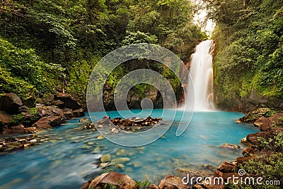 Volcan Tenorio Waterfall in the Jungle in Costa Rica Stock Photo