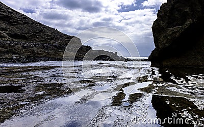 Volcanic beach / El Golfo Stock Photo