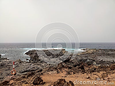 Volcanic cliffs in Lanzarote Stock Photo