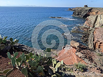 Volcanic cliffs on Lanzarote island Stock Photo