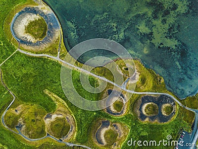 Volcanic craters in Myvatn lake, Iceland Stock Photo