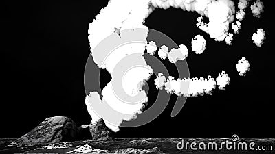 Volcanic eruption on island 3d rendering Stock Photo