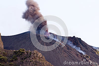 Volcanic eruption, Stromboli Stock Photo