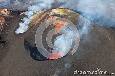 Volcanic eruption Tolbachik. Stock Photo