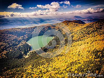 Volcanic Lake Saint Ana in Transylvania Romania Stock Photo