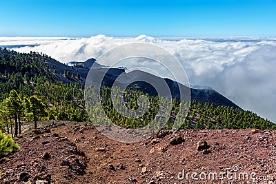 Volcanic landscape along Ruta de los Volcanes, Island La Palma, Canary Islands, Spain, Europe Stock Photo