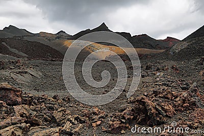 Volcanic landscape around Volcano Sierra Negra Stock Photo