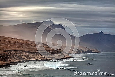 Volcanic landscape of Fuerteventura, Canary Islands, Spain Stock Photo