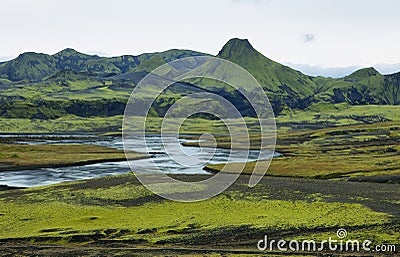 Volcanic landscape in Lakagigar Stock Photo
