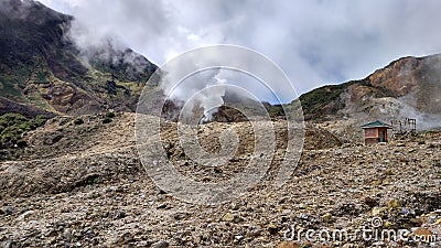 Volcanic Mountain Papandayan Indonesia Ring of Fire Stock Photo