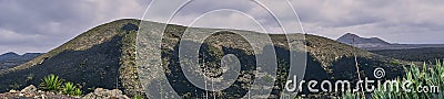 Volcanic rock in Lanzarote, panorama color photo Stock Photo