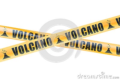 Volcano Caution Barrier Tapes, 3D rendering Stock Photo