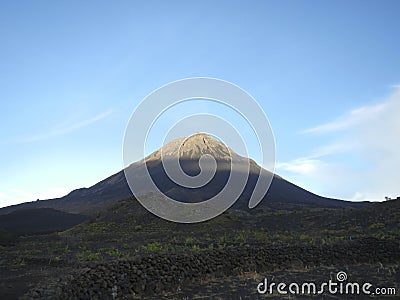 Volcano cone at sunrise Stock Photo