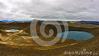 Volcano crater Viti with lake inside at Krafla volcanic area Stock Photo