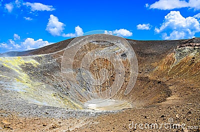 Volcano crater on Vulcano island, Lipari, Sicily Stock Photo