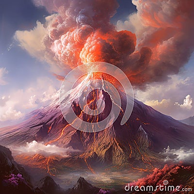 Volcano eruption.generative ai Stock Photo