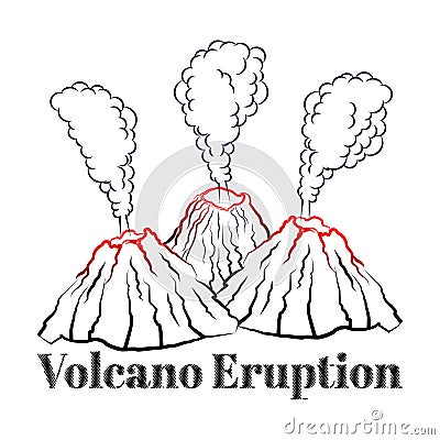 volcano eruption illustration ,extreme explode with lava. mountains rock landscape nature outdoor vector Vector Illustration