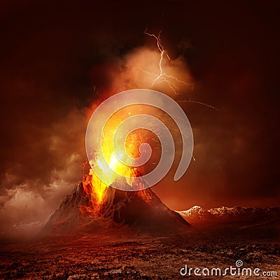 Volcano Eruption Stock Photo