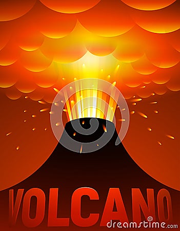 Volcano eruption. Vector cartoon illustration Vector Illustration