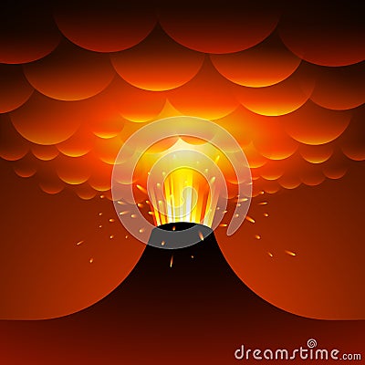 Volcano eruption. Vector cartoon illustration Vector Illustration