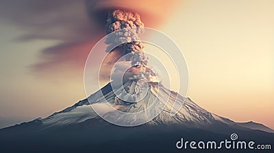 Volcano Photo: Puff Of Smoke At Sunset - Color Splash Style Stock Photo
