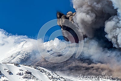 Volcano etna eruption Stock Photo