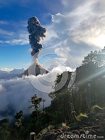 Volcano Fuego erupts Stock Photo