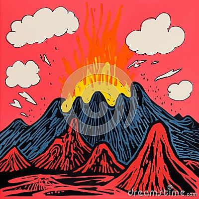 Volcano Illustration: A Fauvism Art Style By Jean Jullien Cartoon Illustration