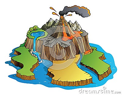 Volcano island Vector Illustration