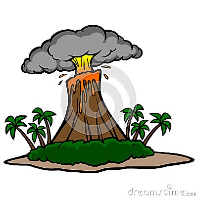 Volcano Island Vector Illustration