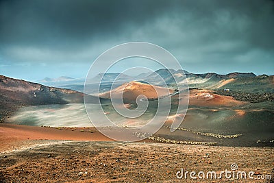 Volcano and lava desert Stock Photo