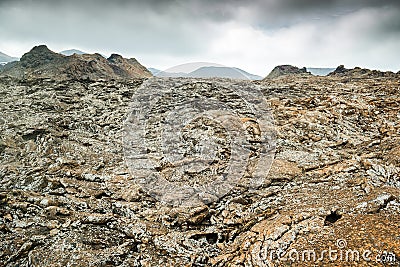 Volcano and lava desert Stock Photo