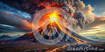 Volcano lava erupting Volcano magma erupting AI Generative Stock Photo