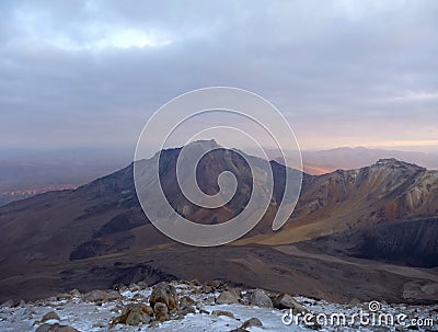 Volcano nevado chachani above arequipa Stock Photo