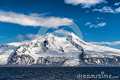 Volcano at the Norwegian island jan mayen in the north of the Atlantic Ocean Stock Photo