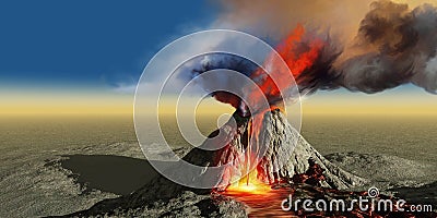 Volcano Smoke Stock Photo