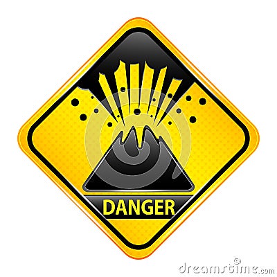 Volcano vector illustration. Danger sign Vector Illustration