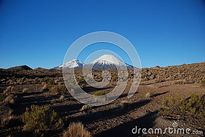 Volcanoes in Lauca National Park - Chile Stock Photo