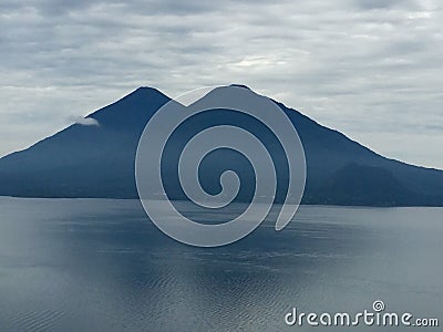 Volcanoes Over Lake Atitlan Stock Photo