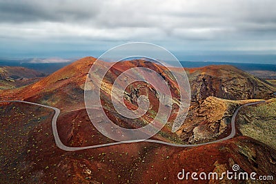 Volcanos in Timanfaya National Park on Lanzarote, Spain Stock Photo