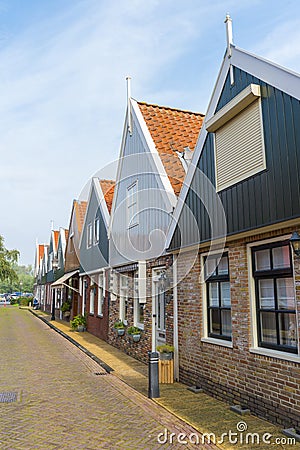 Volendam is a town in North Holland in the Netherlands. Colored houses of marine park in Volendam Editorial Stock Photo