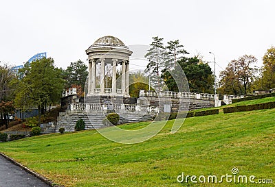 Volgograd. The ancient rotunda on the central embankment of the city. Stock Photo