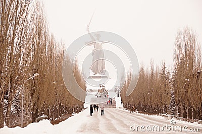 Volgograd, Mamayev Kurgan in the winter Editorial Stock Photo