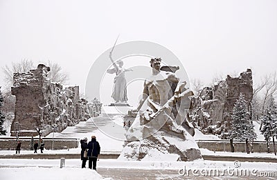 Volgograd, Mamayev Kurgan in the winter Editorial Stock Photo