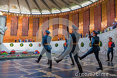 VOLGOGRAD, RUSSIA - 26 MAY 2019: Change of Guards of honour in Volgograd Editorial Stock Photo